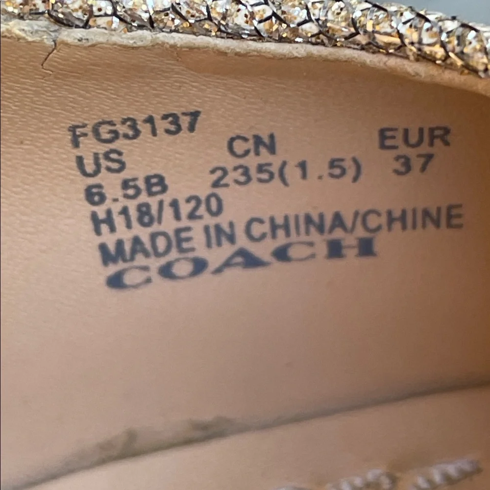 EUC- Coach Gold Sparkly Textured Vero Cuoio Heels Size 6.5 - Picture 15 of 16